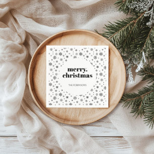 Modern Christmas Holiday Snowflake Black and White Napkin