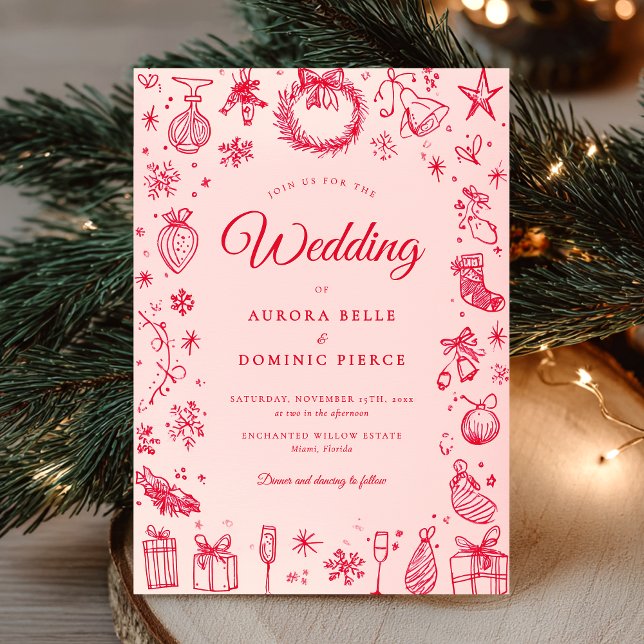 Modern Christmas Holiday Wedding Invitation (Creator Uploaded)