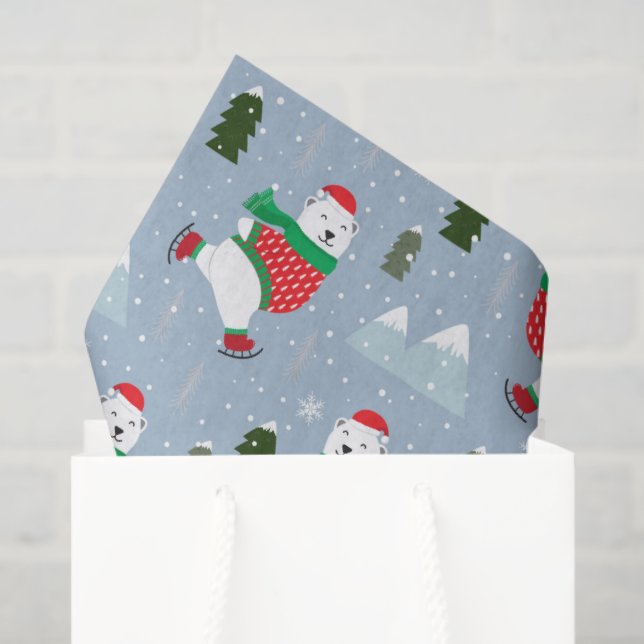 Modern Christmas Holidays Polar Bear Tissue Paper (Gift Bag)
