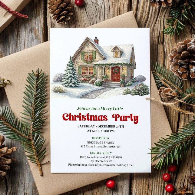 Modern christmas house invite red green minimal (Modern christmas house invite red green minimal

)