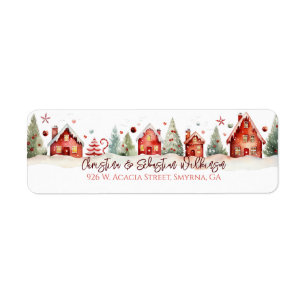 Modern Christmas House Scene Return Address