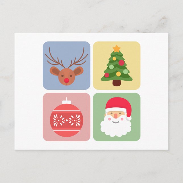 Modern Christmas icon holiday greeting postcard (Front)