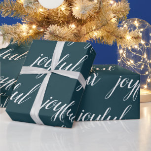Modern Christmas joyful green Wrapping Paper