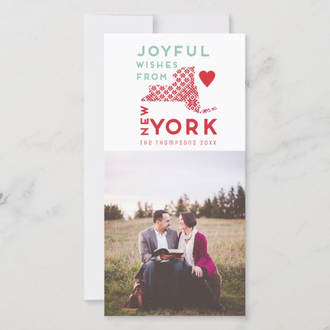 Modern Christmas Joyful wishes from New York Photo Holiday Card (Front)