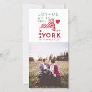Modern Christmas Joyful wishes from New York Photo Holiday Card
