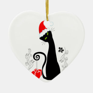 Modern Christmas Kitty Ceramic Tree Decoration