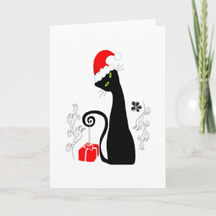 Modern Christmas Kitty Holiday Card