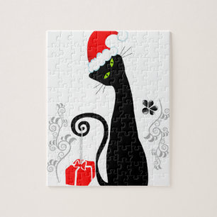 Modern Christmas Kitty Jigsaw Puzzle