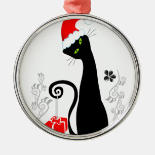 Modern Christmas Kitty Metal Tree Decoration