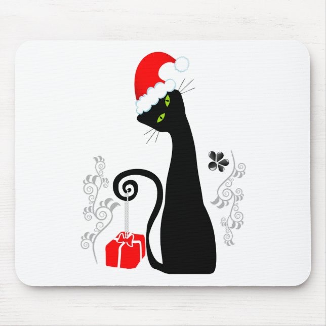 Modern Christmas Kitty Mouse Mat (Front)