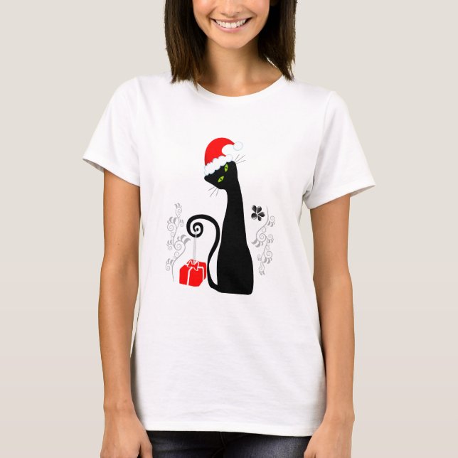 Modern Christmas Kitty T-Shirt (Front)