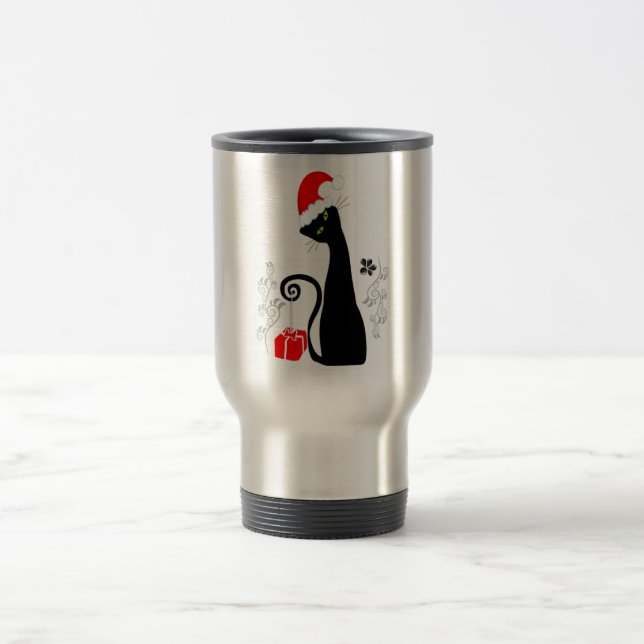 Modern Christmas Kitty Travel Mug (Center)