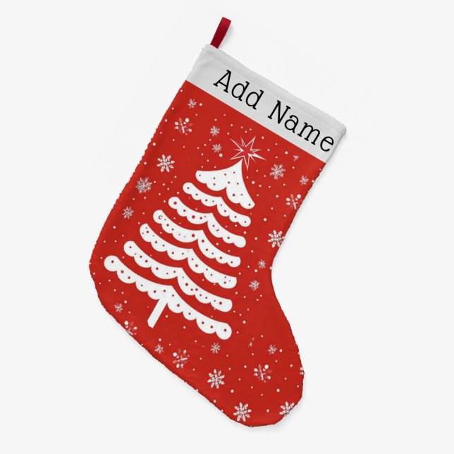 Modern Christmas Large Christmas Stocking (Front (Hanging))