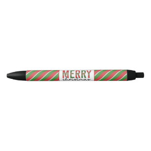 Modern Christmas Leopard Print Red Green Stripes Black Ink Pen