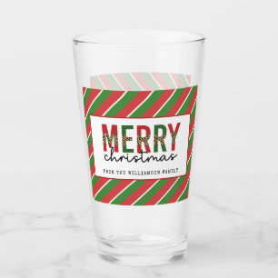 Modern Christmas Leopard Print Red Green Stripes Glass