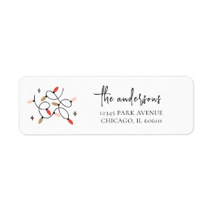 Modern Christmas Lights Holiday Return Address