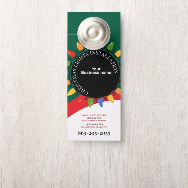 Modern Christmas Lights Installation Business Door Hanger (On Knob)