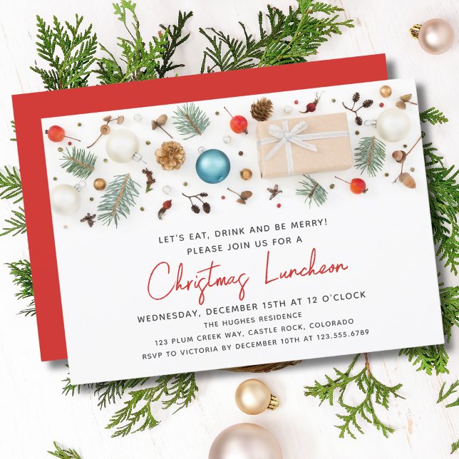 Modern Christmas Luncheon Festive Winter Holidays  Invitation (Creator Uploaded)