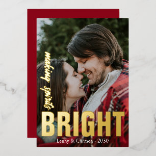 Modern Christmas Making Sprits Bright Foil Holiday Card