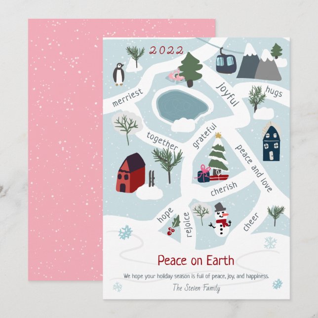 Modern Christmas map story telling illustrations  Holiday Card (Front/Back)