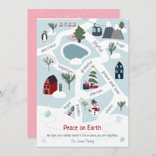 Modern Christmas map story telling illustrations Holiday Card
