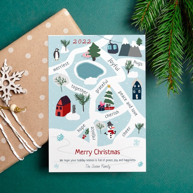 Modern Christmas map story telling illustrations Holiday Card (Creator Uploaded)