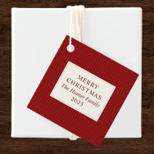 Modern Christmas Minimal Holiday Favor Red