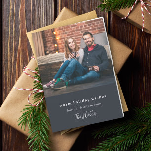 Modern Christmas   Minimal Stylish Couple Photo Holiday Card