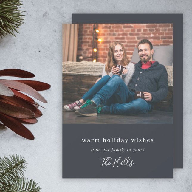 Modern Christmas | Minimal Stylish Couple Photo Holiday Card (Creator Uploaded)