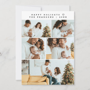 Modern Christmas Minimalist Multi Photo Grid Holiday Card