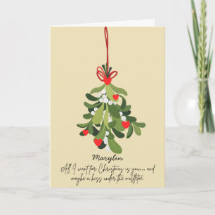 Modern Christmas Mistletoe Folded Holiday Card