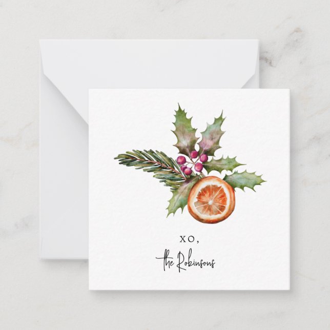 Modern Christmas Mistletoe Note Card (Front)