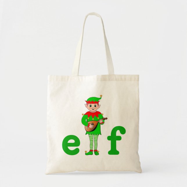 Modern Christmas Musical Elf Tote Bag (Front)