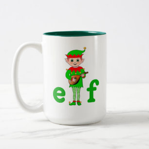 Modern Christmas Musical Elf  Two-Tone Coffee Mug