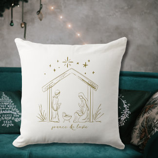 Modern Christmas Nativity peace love religious Cushion
