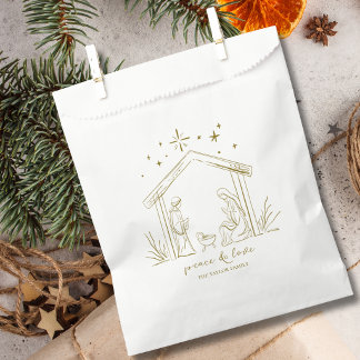 Modern Christmas Nativity peace love religious Favour Bags