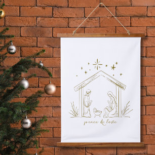 Modern Christmas Nativity peace love religious  Hanging Tapestry