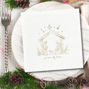 Modern Christmas Nativity peace love religious Napkin