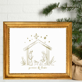 Modern Christmas Nativity peace love religious Poster