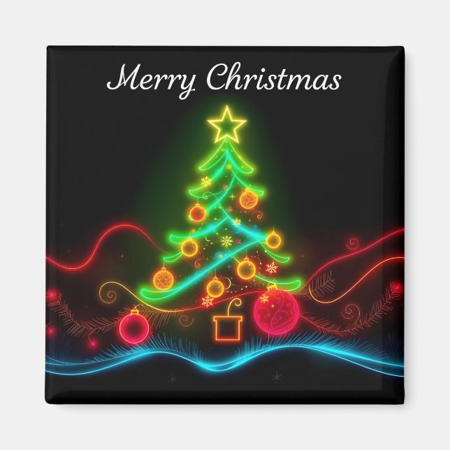 Modern Christmas Neon Holiday Collection Magnet (Front)