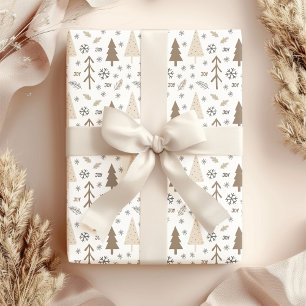 Modern Christmas Neutral Tones Wrapping Paper Sheet