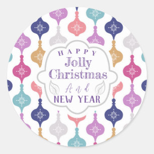 Modern Christmas Ornament  Classic Round Sticker