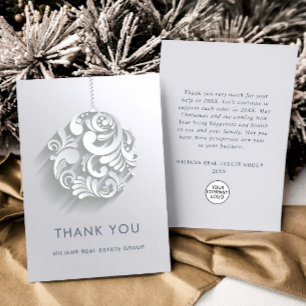 Modern Christmas Ornament Corporate Holiday Thank You Card