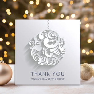 Modern Christmas Ornament Corporate Holiday Thank You Card