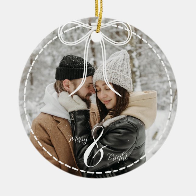 Modern Christmas Ornament Custom One Photo (Front)