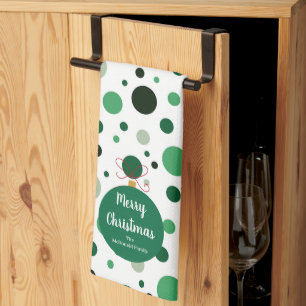 Modern Christmas ornament family name Tea Towel