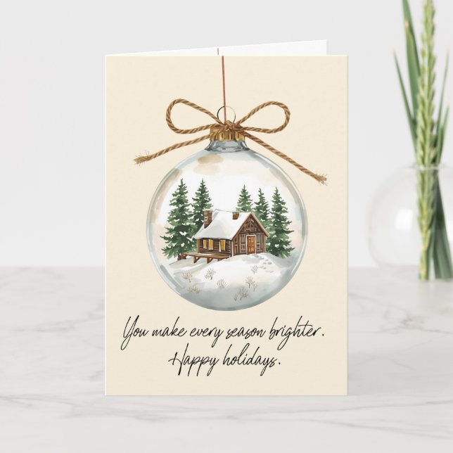 Modern Christmas Ornament Folded Holiday Card (Front)