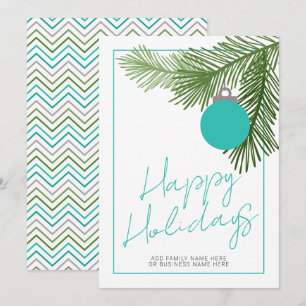 Modern Christmas Ornament - Green - Teal Non Photo Holiday Card
