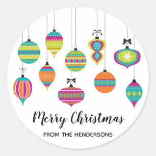 Modern Christmas Ornament Holiday Classic Round Sticker