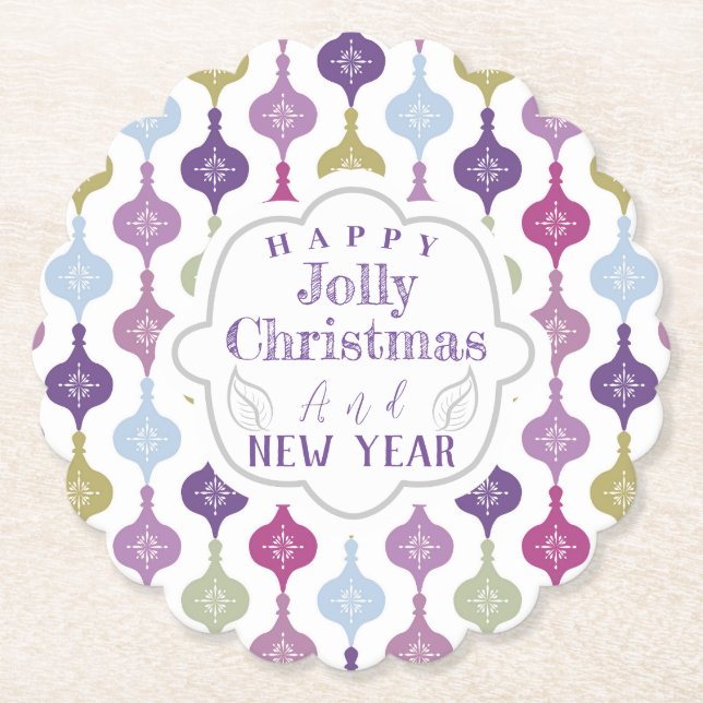 Modern Christmas Ornament  Paper Coaster (Front)